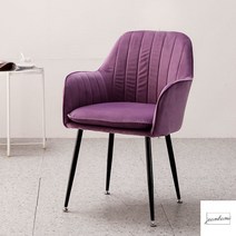 플란넬 인테리어 네일샵 암체어 디자인 카페 골드 심플 티타늄 모던 의자 유럽식 라운지 벨벳 화장대 식탁, 퍼플-블랙다리, 1개