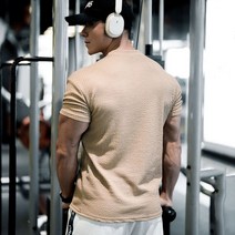 헬스 오버핏 반팔 운동 웨이트 아시안핏 근육 짐웨어 어깨넓어보이는 스포츠 반팔 남성 아메리칸 스타일 드레이프 질감 질감 근육 자기 배양 트레이닝 캐주얼 농구 형제 피트니스 티셔츠 속건