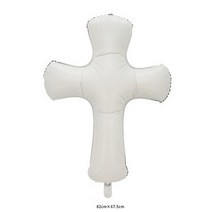 레터링풍선 문자 신의 축복 호일 풍선 예수 십자가 베이비 샤워 첫 번째 거룩한 친교 파티 부활절 세례 갈래 세례식, [01] 기타, [03] 1pc white