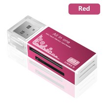 휴대폰어댑터 4 in 1 Card Reader 메모리 스틱 프로 듀오 마이크로 SD/T-Flash/M2/MS 카드 리더기 용 USB 2, 빨간색