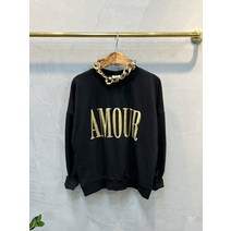 럭키567 / 골드 아모르 발포레터링 루즈핏 맨투맨티