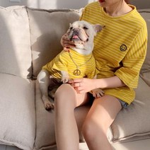 강아지커플룩 견주 올인원 여름옷 실내복 반팔 애견 스카이:사람(FREE), 스카이