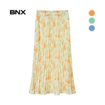 [BNX] [비엔엑스] 플라워 플리츠 롱 스커트