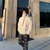 남녀공용 오버핏 양털 USA 폴라리스 성조기 후드티 후드티셔츠