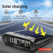 HUD 태양열 디지털 자동차 HUD GPS 헤드 업 디스플레이 속도계 과속 피로 운전 알림 시계 온도 표시, 01 Solar GPS HUD