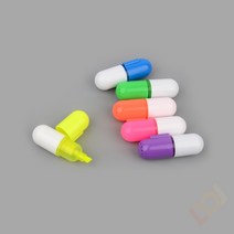 미니 형광펜 (6P 알약) 야광 라이너 매직 마커 밑줄펜, 기본