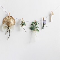 DIY 조화 밀짚모자 미니 집게 가랜드 홈카페인테리어 거실꾸미기 호텔 업소