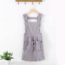 귀여운 스트라이프 레이스 주름 앞치마 원피스느낌, 밝은 회색
