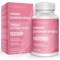 100% 네츄럴 Liposomal Glutathione 1400MG 강력한 항산화제로 활성산소를 제거하고 노화방지 밝고 맑은피부 유지 안티에이징, 60정 3병