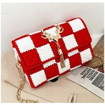 [마오르] DIY가방 만들기 망스티치 가방 망뜨개 손뜨개 키트 체크, 레드