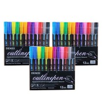 12 색 수채화 유화 드로잉 크로키 미술 색칠 채색 컬러 마카 마커 펜 브러시 45, 3 세트 12color b