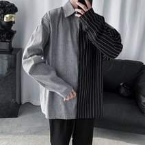 남성 가을 캐주얼 루즈핏 언발란스 투톤 셔츠 남방 JL 26