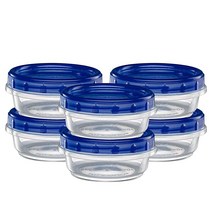 Elegant Disposables 트위스트 탑 델리 컨테이너 식품 보관 용기 블루 스크류 온 뚜껑 재사용 가능한 쌓을 수 있는 누출 방지 밀폐 283.5226.8g108온스 팩, 16 OUNCE, 20