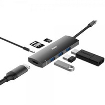 삼성물산 USB C타입 to USB3.0 2포트 4K HDMI SD 마이크로SD 멀티허브 삼성DEX지원 노트북 모니터확장잭, 다크그레이