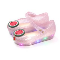 오즈키즈 여아용 아사삭수박 LED 샌들
