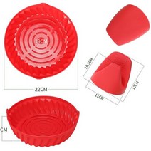 수플레팬케이크 잉어빵 국화빵틀 크로와상붕어빵 팬케이크만들기 재사용 가능한 실리콘 소재 에어 프라이어 라이너 베이킹 트레이 치킨 후라이 바구니 매트 붙지 않는 케이크 136152, CHINA_Red large set