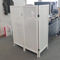 치킨 와이어 미니 원목 타공 파티션 (1200) 까페 칸막이, 화이트