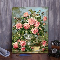 셀프 홈 인테리어 장식 DIY 유화그리기 세트 취미 생활, 분홍 장미 A_50 X 65