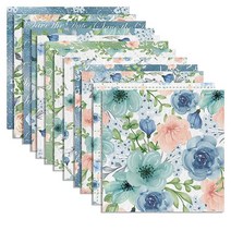 12가지 디자인 블루 플로럴 패턴 종이 팩 24장 빈티지 스크랩북 30.5x30.5cm(12x12인치) 인쇄 용지 양면 장미 꽃 장식 공예 카드 만들기 저널, Blue Roses