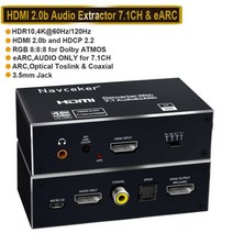 [해외]2020 최고의 ARC HDMI 2.0 오디오 추출기 4K 60Hz RGB8:8:8 HDR HDMI 분배기 오디오 변환기 4K HDMI-광학 TOSLINK SPDIF, ZY-AV8E, 미국 전원 플러그