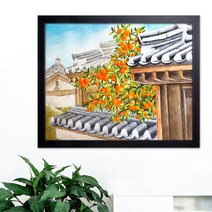 나봄갤러리 감나무와 기와집 감그림 감나무 액자 사업장추천그림, 1.심플 블랙 액자
