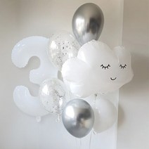 브라이덜샤워풍선 칠순 생일축하 기념일 졸업 헬륨가스 꽃풍선 흰색 웃는 구름 호일 풍선 30 인치 헬륨 번, 07 number 3