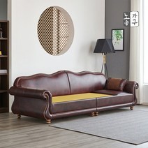 노송가구 쉐이던 천연가죽 황토 흙침대형 4인용 소파, 단품