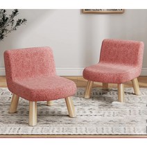 Apnoo 패브릭 원목 등받이 스툴 화장대 보조의자, 2, 핑크색