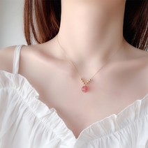 DFMEI 내추럴 금요석 딸기 크리스탈 목걸이 여 케이백 금 천연 크리스탈 펜던트 쇄골 체인