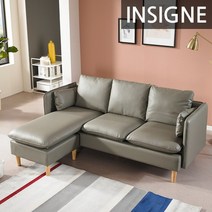 인시네 자유변형 트랜스폼 PU가죽 3인용 소파 IN603TS 스툴포함 그레이, IN-603TS(라이트그레이)