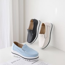 런슈즈 천연소가죽 키높이 여성 통굽 단화 쿠션 로퍼 5.5cm