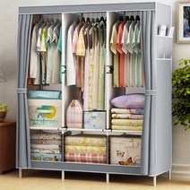 커튼형 행거 부직포 옷커버 오래쓰는 철제행거 미니옷장, 그레이