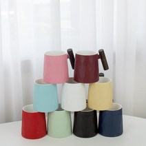 시크릿 가든 계수나무 머그잔 우드 도자기 손잡이 홈 카페 머그컵 9종, 스카이블루