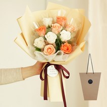 뷰티풀데코센스 비누꽃 돈꽃다발 10p + 쇼핑백, 피치믹스