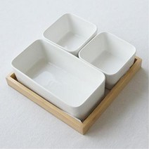 칸나눔 도자기종지 소스볼 우드트레이 세트 소스접시, 6구