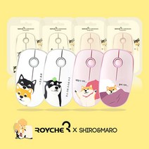 로이체 시로앤마로 무소음 무선마우스, 핑크, 졸려 시바