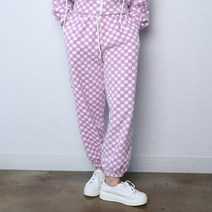 (트레이닝복) 보드 후리스 체크 밴딩 조거팬츠