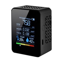 수분측정기 농도측정기 5 in 1 co2 meter co2 sensor air quality detector co2 tester with 이산화탄소 tvoc 전기 양 온도, 1 개 5 in 1 검정