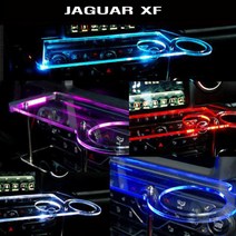 ArtX 재규어 XF (2016년 이전) USB 5V LED 2단 차량용 무중력테이블 컵홀더 식탁 자동차 선반 핸드폰 거치대 수납용품, 일반형, 포함, 아이스블루