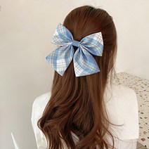 긴머리 예쁘게 묶기 서효림 리본 헤어핀 김나영 예쁜 리본삔 정유미 대왕 왕집게핀 윤승아 반묶음 왕리본핀 대형 헤어 집게핀 머리핀 리본핀 액세서리 체크무늬 그린