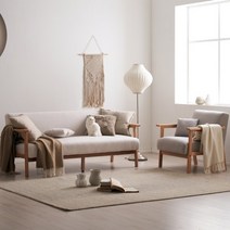 위드홈 슬로 원목 아쿠아스웨이드 1인/2인/3인 소파, 슬로 1인용 원목 소파, 라이트그레이