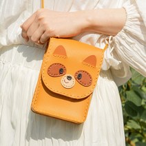 민화 동물모양 가죽가방 만들기 크로스백 5종 DIY 가죽공예 실과교재 가죽만들기 나만의 가방만들기, 민화 동물모양 가죽크로스백_너구리