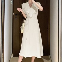 [랜덤플레이] 빅카라 포인트 스트랩 쉬폰 드레스