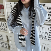 [아나카프리] 스트라이프 숄 블라우스_CPG3SBL006M