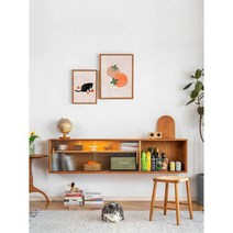 원목상부장 슬라이딩 홈까페 싱크대 정리함 천장 컵 주방장, (Red Oak) - 1.5m + 조명 스트립 + 황동