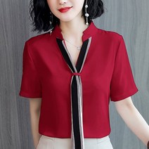 SAMARA 쉬폰블라우스 여성블라우스 신상블라우스 반팔 정장 여름블라우스 예쁜블라우스 캐주얼빅사이즈T08