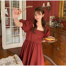 퍼프소매 흰색 바스락 여자 여름 학생 키작녀 원피스 중학생 화이트 캉캉 데일리 꾸안꾸 10대 20대 코디