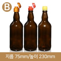 유리병 (B타입)웨이 갈색기름병 500ml(A-W), 기름캡_노랑, 1개
