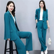 SHENGBO봄가을 여성 정장 세트 자켓+바지 루즈핏 빅사이즈 허리밴딩 캐주얼룩NO.004LH908