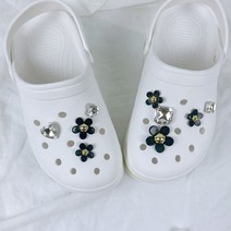 데이지 꽃 10pcs 핑크 화이트 블랙 신발 악사세리 크록스 슈 비츠